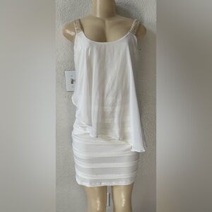 Enfocus Studio Ivory Midi Dress with Metallic Straps formal dress casual